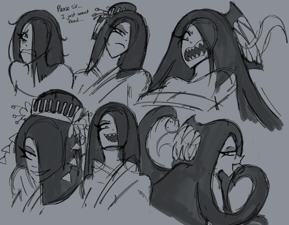 Futakuchi-Onna Facial Expressions